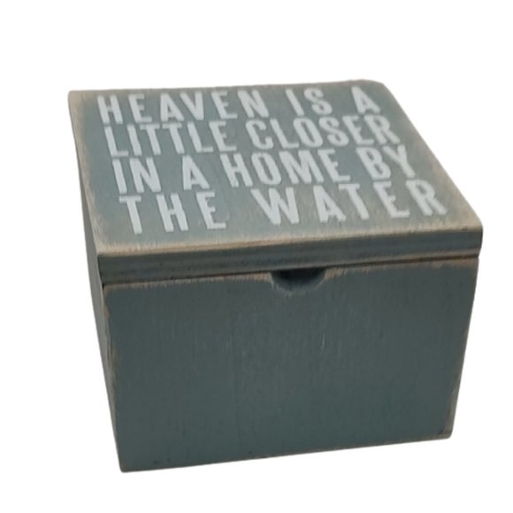 Decorative Distressed Wood Box - Heaven Is A Little Closer Home By the Water - Picture 2 of 5
